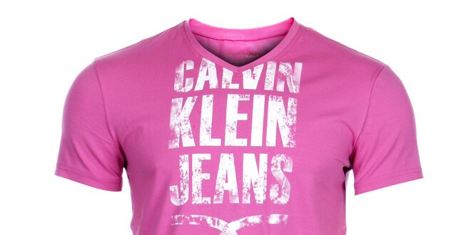 Pánske svetlo ružové tričko Calvin Klein s potlačou