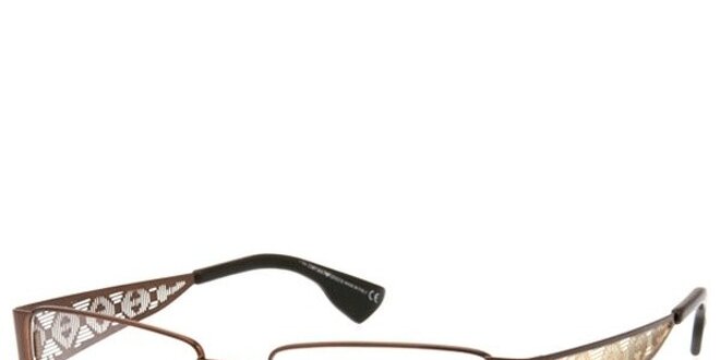 Dámske hnedé okuliare s perforovanými stranicami Emporio Armani