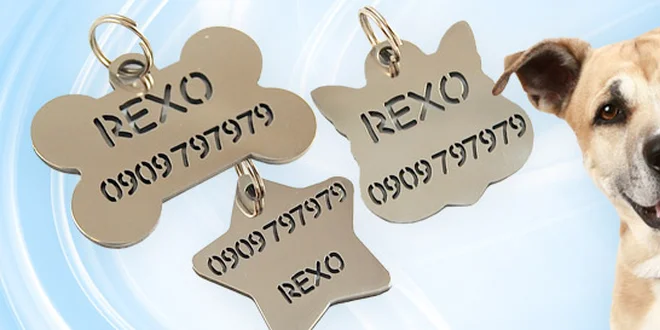 Gravírované štítky z ocele pre psíkov
