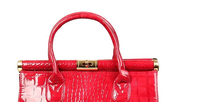 Dámska lesklá ružovočervená kabelka London Fashion
