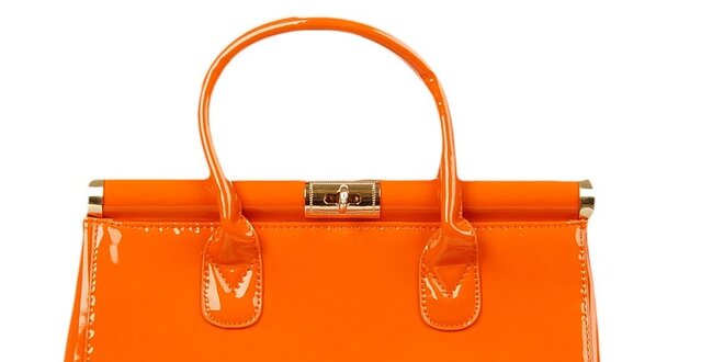 Dámska oranžovohnedá lakovaná kabelka London Fashion