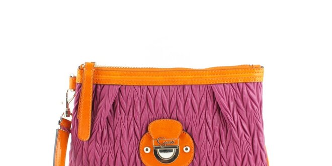 Dámska fialová kabelka Guess s oranžovými detailami