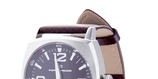 Pánske hnedé hodinky Tom Tailor s koženým remienkom