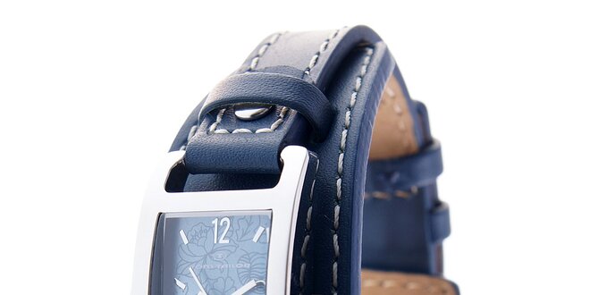 Dámske náramkové hodinky Tom Tailor s tmavo modrým koženým remienkom