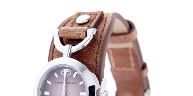 Dámske hodinky Tom Tailor s hnedým koženým remienkom