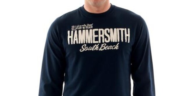 Pánske tmavo modré tričko s nápisom na hrudi Hammersmith