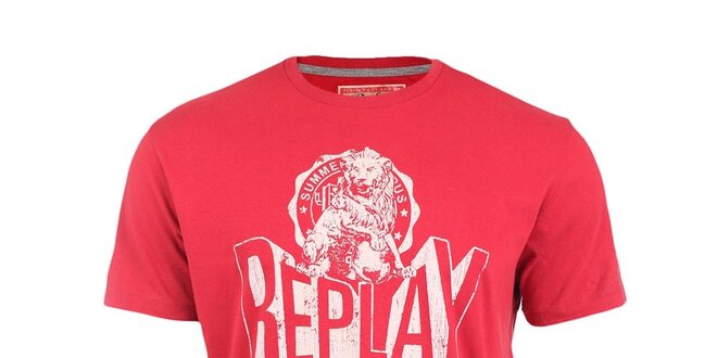 Pánske červené tričko s potlačou Replay
