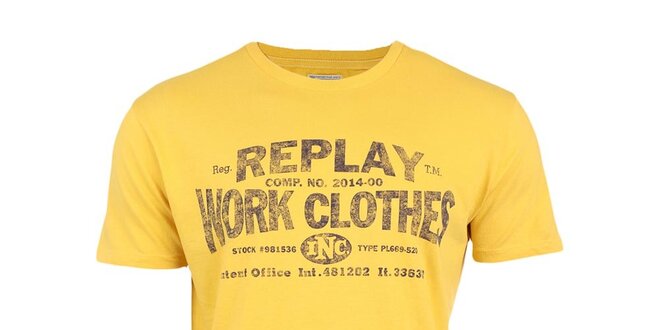 Pánske žlté tričko s potlačou Replay