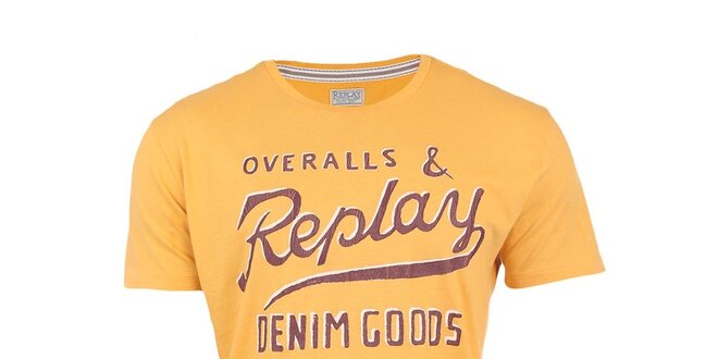 Pánske žlté tričko s vintage potlačou Replay