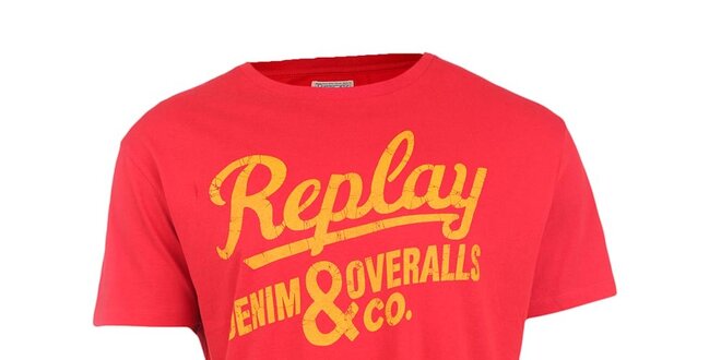 Pánske červené tričko s nápisom Replay