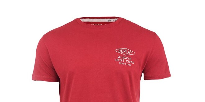 Pánske červené tričko s nápisom na chrbáte Replay