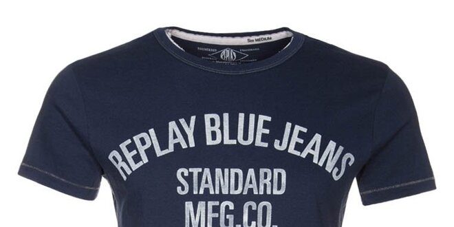 Pánske modré tričko s potlačou Replay