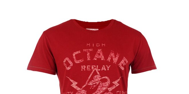 Pánske červené tričko s vintage potlačou Replay