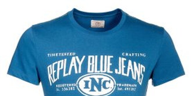 Pánske modré tričko s potlačou Replay