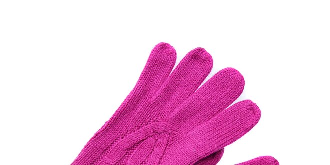 Dámske sýto ružové pletené rukavice Fraas