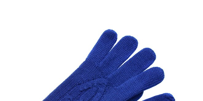 Dámske sýto modré pletené rukavice Fraas