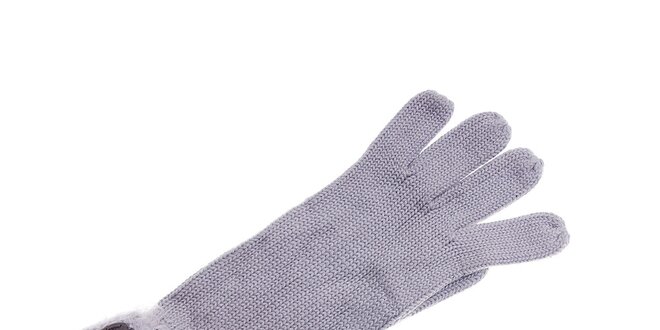 Dámske svetlo šedé rukavice Pietro Filipi s chlupatým lemom