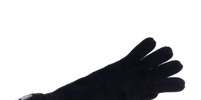 Dámske čierne rukavice Pietro Filipi s chlupatým lemom