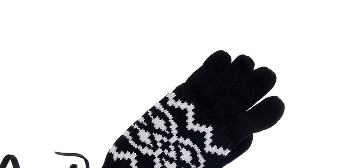Dámske čierno-biele rukavice Pietro Filipi s nórskym vzorom