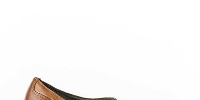 Dámske karamelovo hnedé šnurovacie topánky na opätku Goldmud