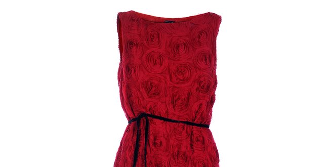 Dámske červené koktejlové šaty Pietro Filipi s ružami