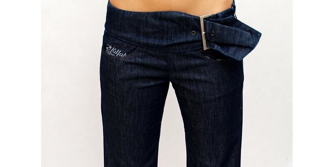 Dámske tmavo modré džínsy s bočnou prackou Killah