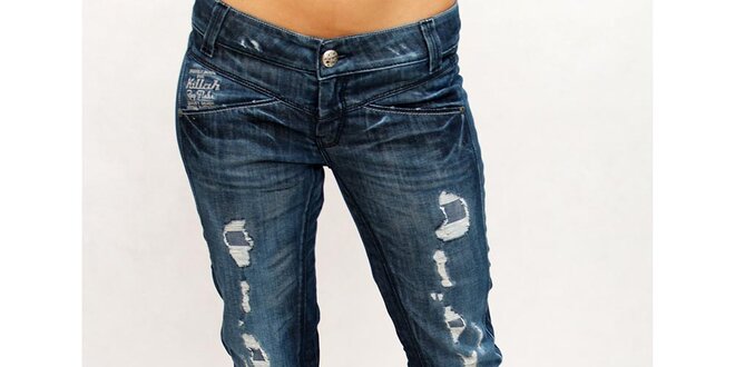 Dámske modré džínsy s potrhaným efektom Killah