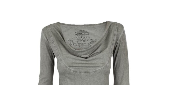 Dámske béžovo-šedé tričko s vodovým výstrihom Timeout