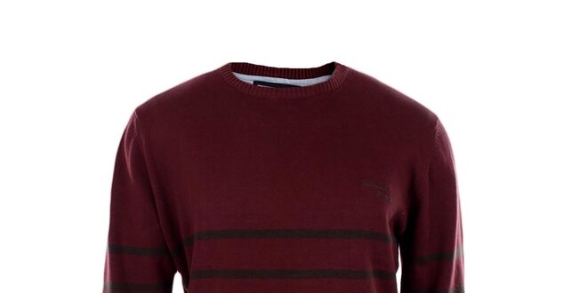 Pánsky tmavo červený sveter s prúžkami Timeout