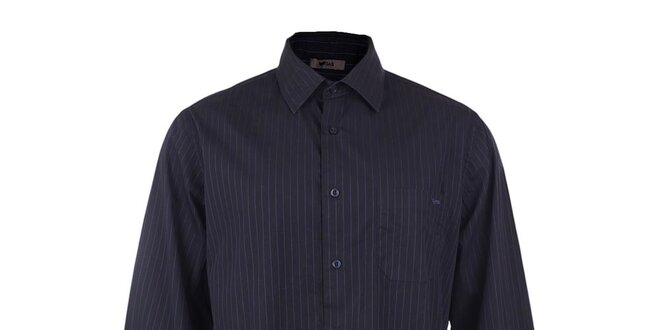 Pánska čierna košeľa s modrým prúžkom GAS