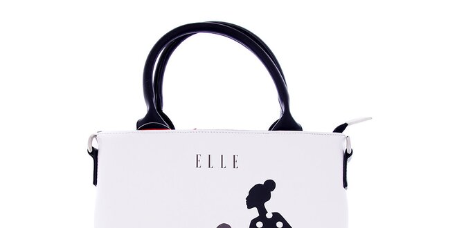 Dámska biela taška na iPad Elle s potlačou