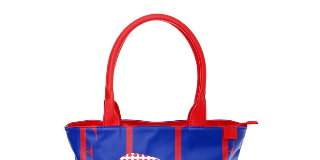 Dámska modrá taška Elle s červenými detailami