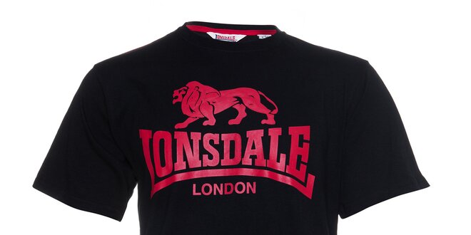 Pánske čierne tričko Lonsdale s červeným logom