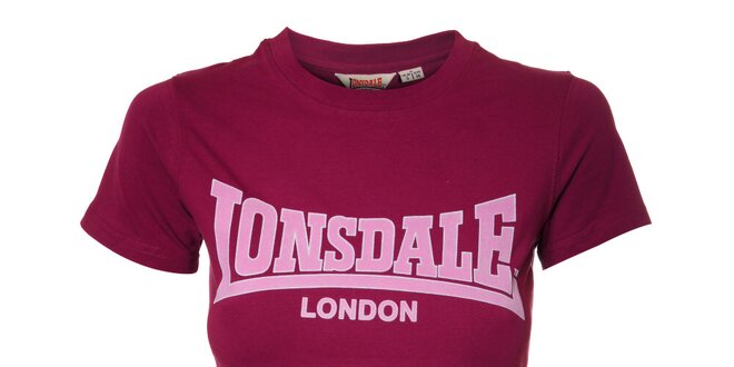 Dámske purpurové tričko Lonsdale s semišovou potlačou