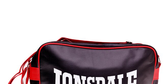 Čierna taška cez rameno Lonsdale s červeným lemom
