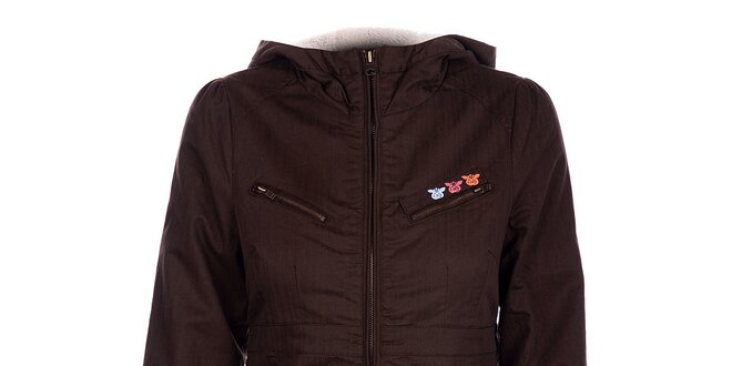 Dámsky tmavo fialový kabátik Fundango s kožúškom