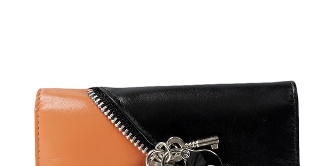 Dámska čierno-oranžová peňaženka so zipsom Menbur