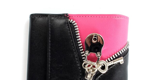 Dámska čierno-ružová peňaženka so zipsom Menbur