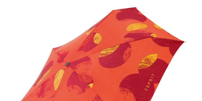 Oranžový skladací dáždnik so vzorom Esprit