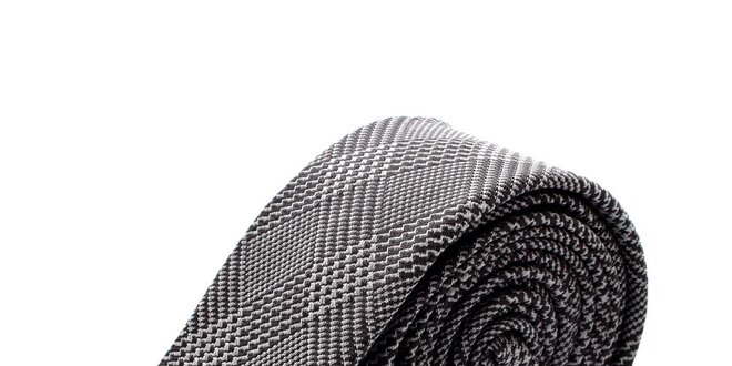 Pánska čierna kockovaná kravata Pietro Filipi