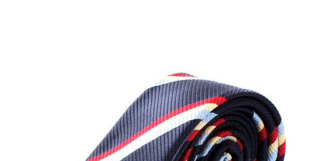 Pánska červeno-modrá hodvábna kravata s prúžkom Pietro Filipi