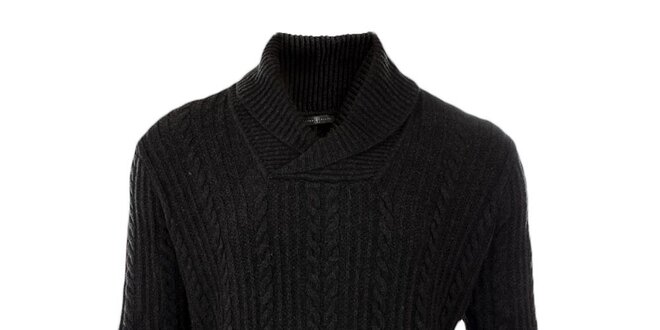 Pánsky tmavo šedý sveter s vrkočovým vzorom Pieto Filipi