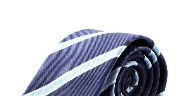 Pánska modrá hodvábna kravata s prúžkom Pietro Filipi
