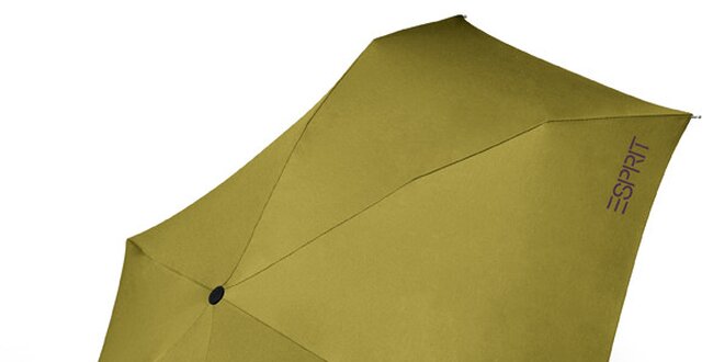 Dámsky limetkovo zelený skladací dáždnik Esprit s fialovým logom