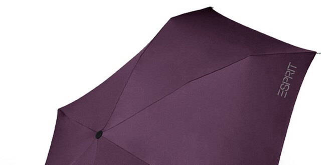 Dámsky tmavo fialový skladací dáždnik Esprit s šedivým logom