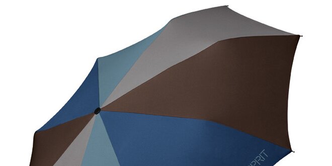 Dámsky modro-šedo-hnedý dáždnik Esprit