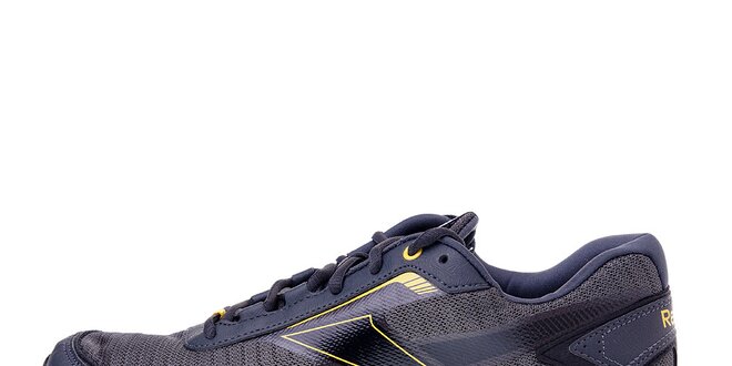 Pánske tmavo šedé bežecké topánky Reebok so žltými detailami