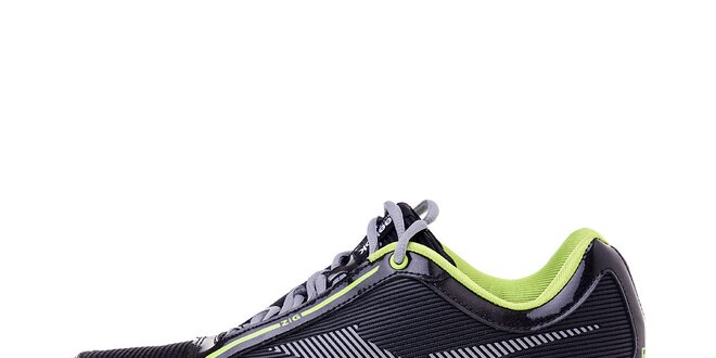 Pánske čierne bežecké topánky Reebok s technologiou ZigTech a zelenými detailami