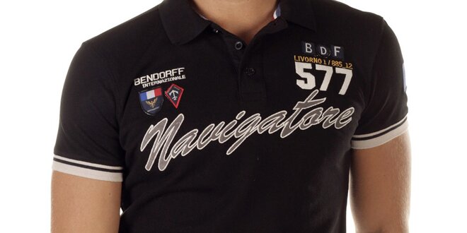 Pánske čierne polo tričko s nápisom Bendorff