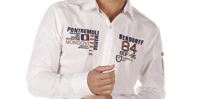 Pánska biela košeľa s nášivkami Bendorff